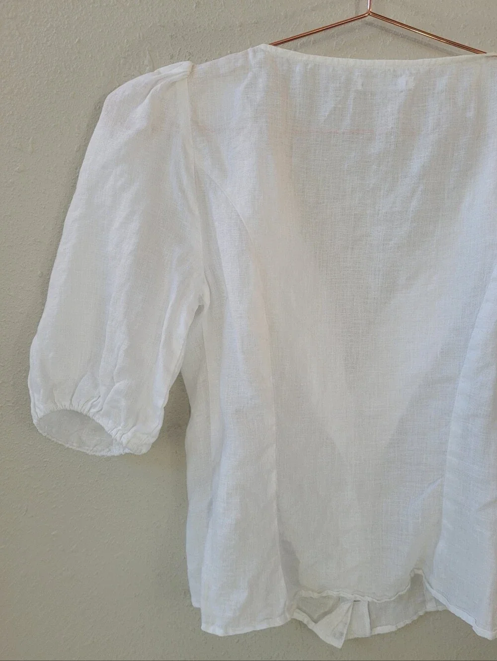 REFORMATION White Puff Sleeve Button Front Linen Top Size XS